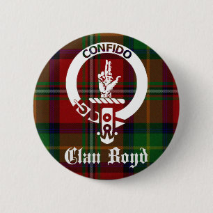 Clan Boyd Wappenabzeichen und Tartan Button