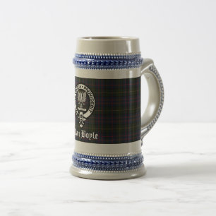 Clan Boyle Wappen Abzeichen & Tartan Bierglas