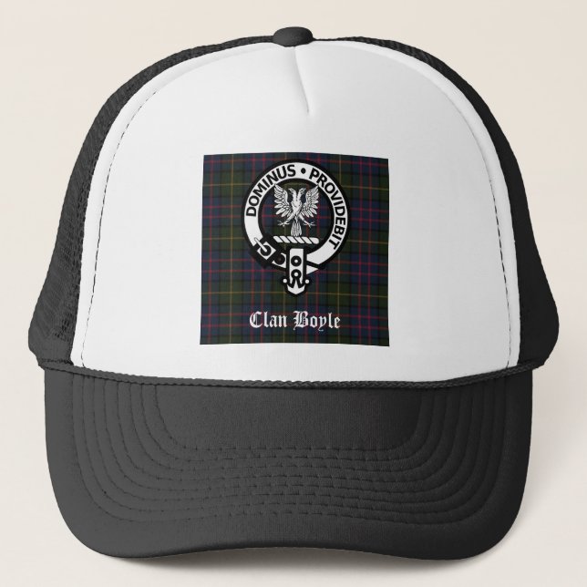 Clan Boyle Wappen & Tartan Truckerkappe (Vorderseite)