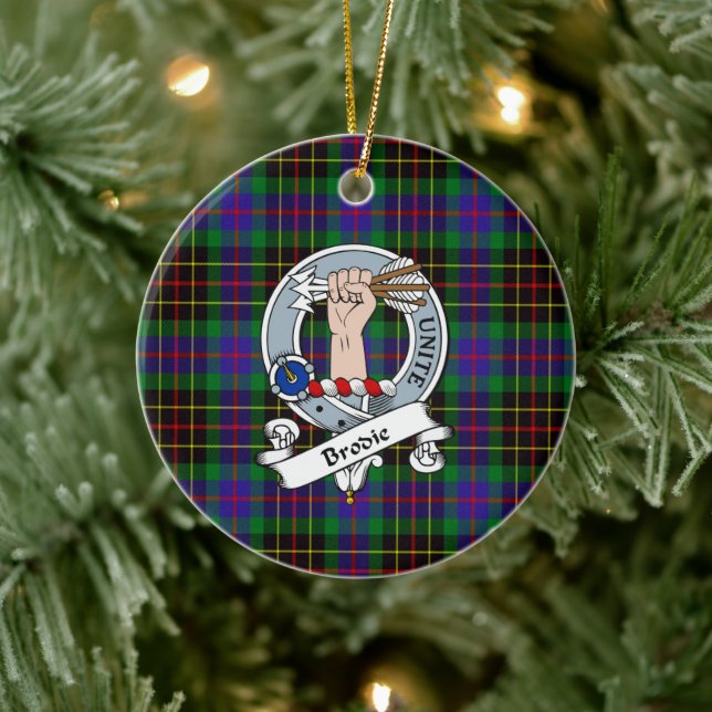 Clan Brodie Jagd Abzeichen Tartan Kariert Keramik Ornament (Baum)