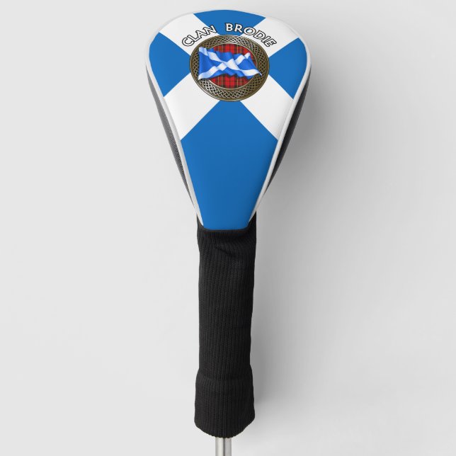 Clan Brodie Tartan Knot & Flag Golf Headcover (Vorderseite)
