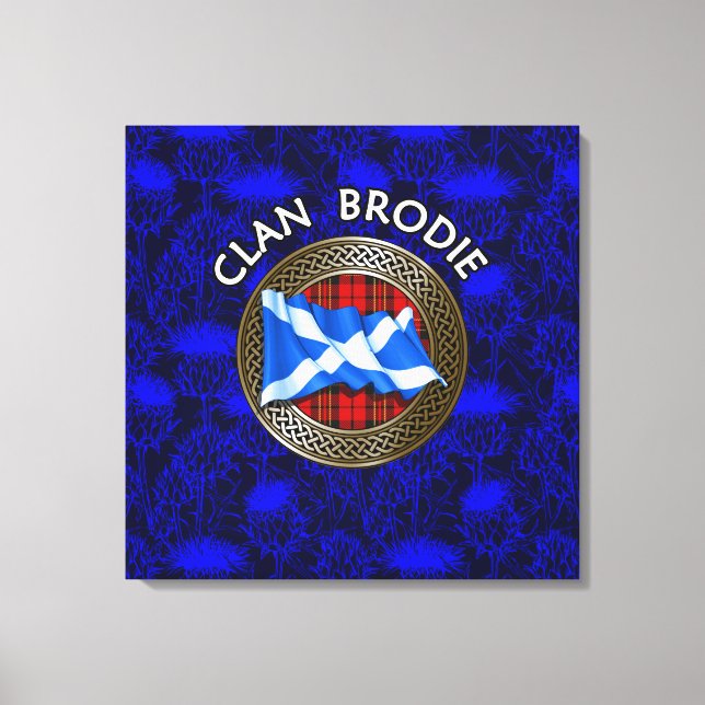 Clan Brodie Tartan Knot & Flag Leinwanddruck (Vorderseite)