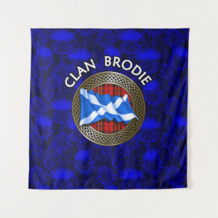 Clan Brodie Tartan Knot & Flag Wandteppich