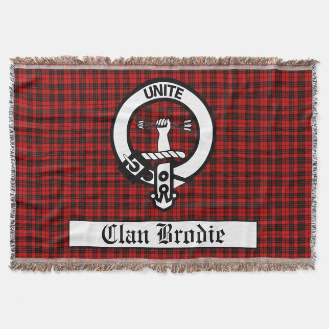Clan Brodie Wappen Abzeichen & Tartan Decke (Vorderseite)