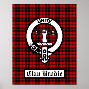 Clan Brodie Wappen Abzeichen & Tartan Poster