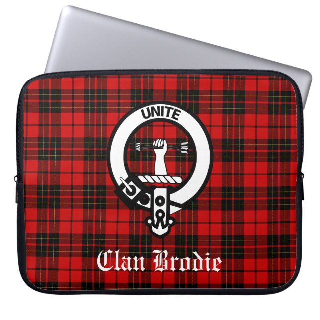 Clan Brodie Wappen Abzeichen und Tartan Laptopschutzhülle (Vorderseite)