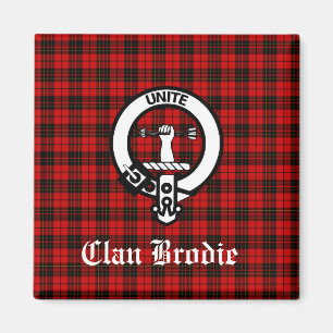 Clan Brodie Wappen Abzeichen und Tartan Magnet