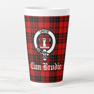 Clan Brodie Wappen Abzeichen und Tartan Milchtasse