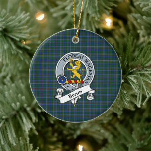 Clan Broun Abzeichen Tartan Kariert Keramik Ornament