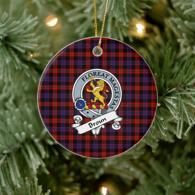 Clan Broun Modern Abzeichen Tartan Kariert Keramik Ornament (Baum)
