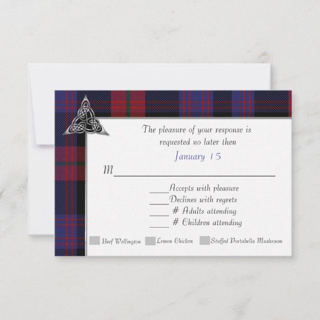 Clan Brown Tartan Kariert Wedding RSVP Karte (Vorderseite)