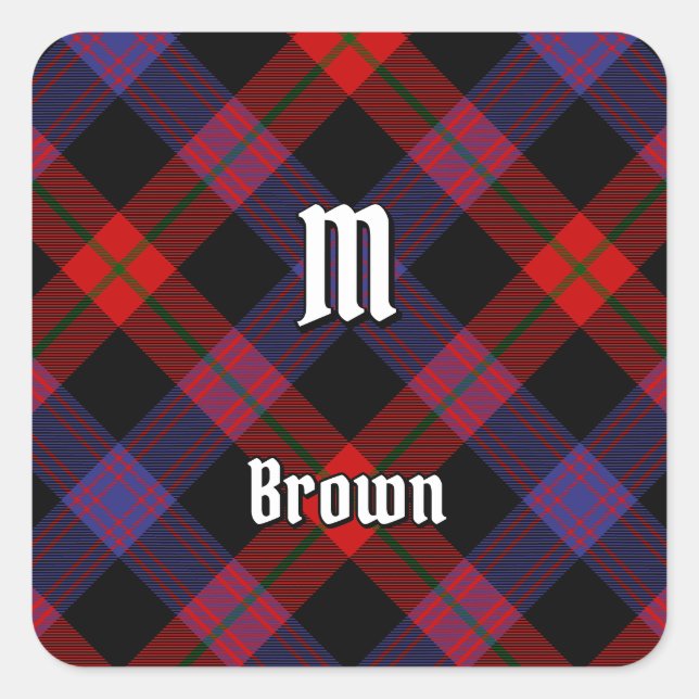 Clan Brown Tartan Quadratischer Aufkleber (Vorderseite)