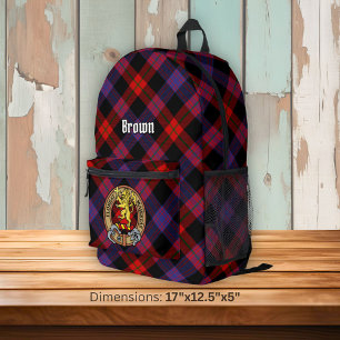 Clan Brown-Wappen über Tartan Bedruckter Rucksack