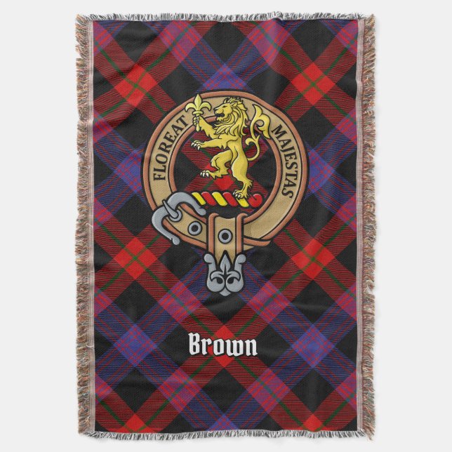 Clan Brown-Wappen über Tartan Decke (Vorderseite Vertikal)