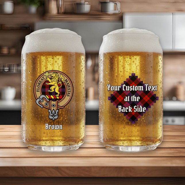 Clan Brown Wappen über Tartan Dosenglas (Von Creator hochgeladen)