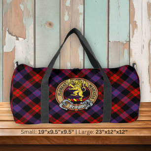 Clan Brown-Wappen über Tartan Duffle Bag