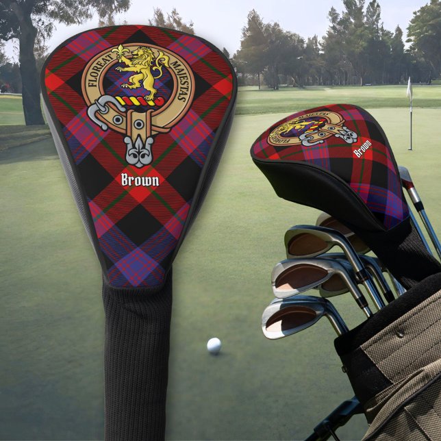 Clan Brown Wappen über Tartan Golf Headcover (Von Creator hochgeladen)