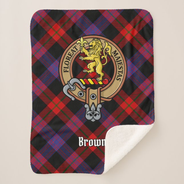Clan Brown Wappen über Tartan Sherpadecke (Vorderseite)