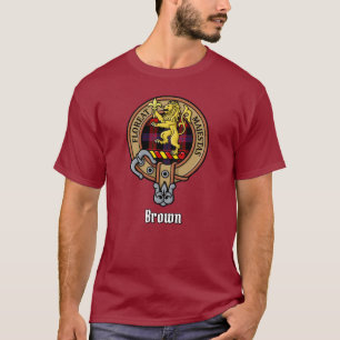 Clan Brown Wappen über Tartan T-Shirt