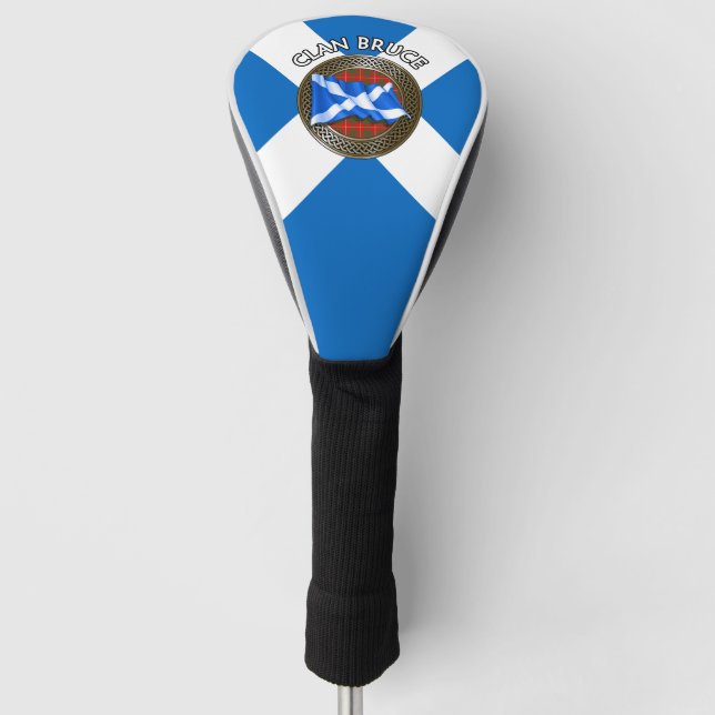 Clan Bruce Tartan Knot & Flag Golf Headcover (Vorderseite)