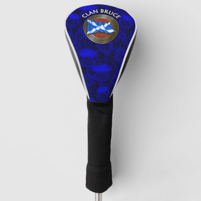 Clan Bruce Tartan Knot & Flag Golf Headcover (Vorderseite)