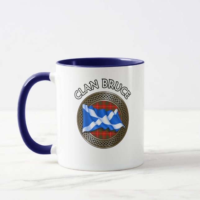 Clan Bruce Tartan Knot & Flag Tasse (Links)