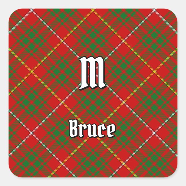 Clan Bruce Tartan Quadratischer Aufkleber (Vorderseite)