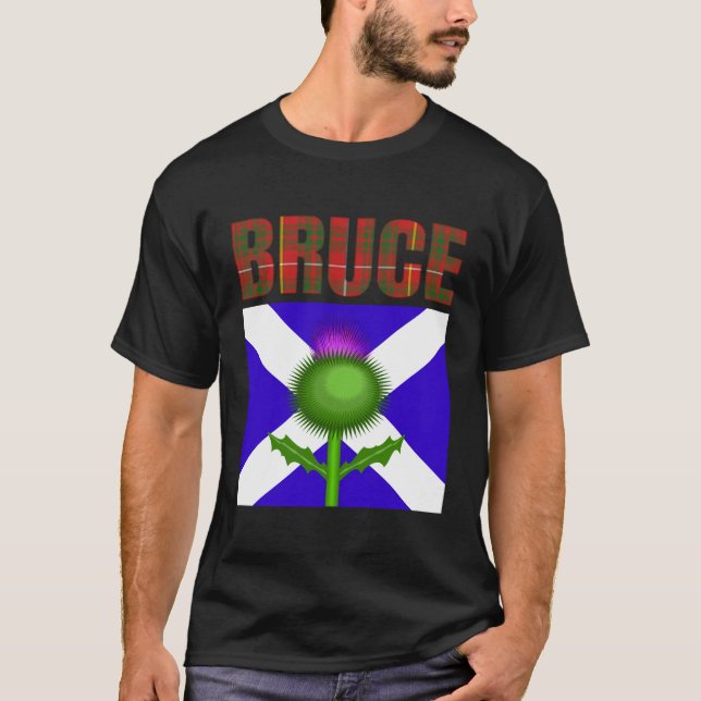 Clan Bruce Tartan Scottish Family Name Scotland Pr T-Shirt (Vorderseite)