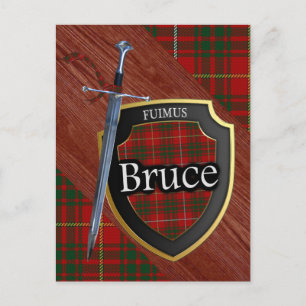 Clan Bruce Tartan Sword & Shield Postkarte