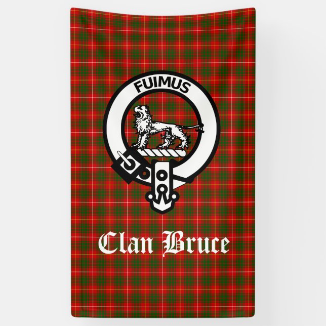 Clan Bruce Wappen Abzeichen & Tartan Custom Banner (Vertikal)