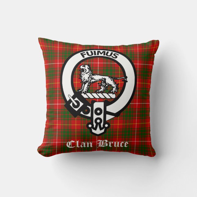 Clan Bruce Wappen Abzeichen & Tartan Kissen (Vorderseite)