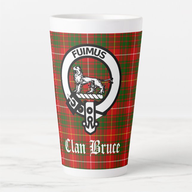 Clan Bruce Wappen Abzeichen & Tartan Milchtasse (Vorderseite)