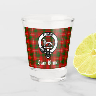 Clan Bruce Wappen Abzeichen & Tartan Schnapsglas