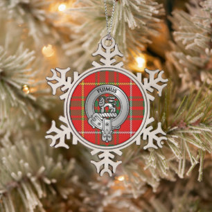Clan Bruce Wappen & Tartan Schneeflocken Zinn-Ornament