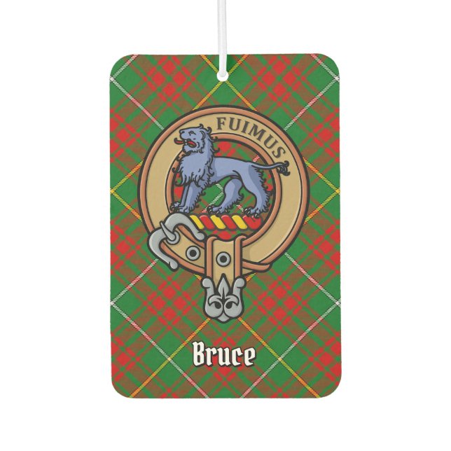 Clan Bruce Wappen über die Jagd auf Tartan Autolufterfrischer (Vorderseite)