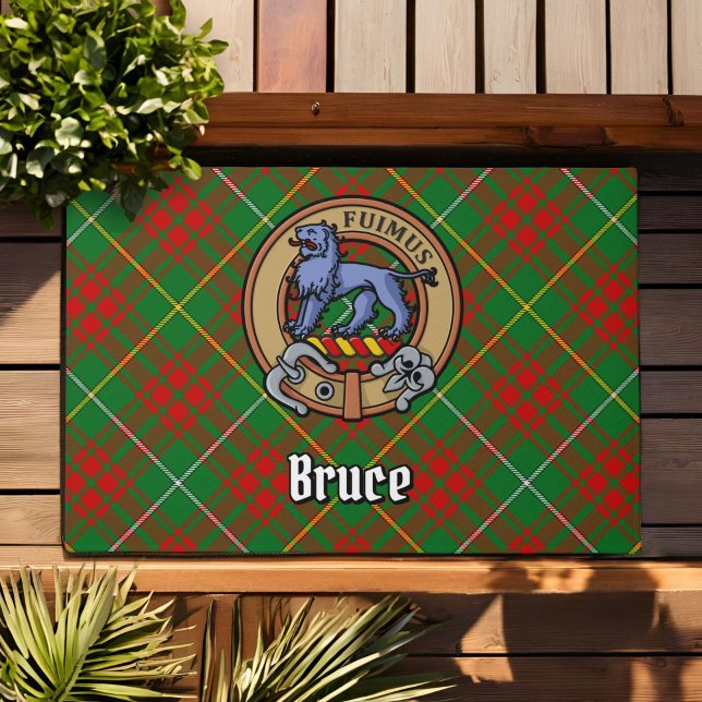 Clan Bruce Wappen über die Jagd auf Tartan Fußmatte (Von Creator hochgeladen)