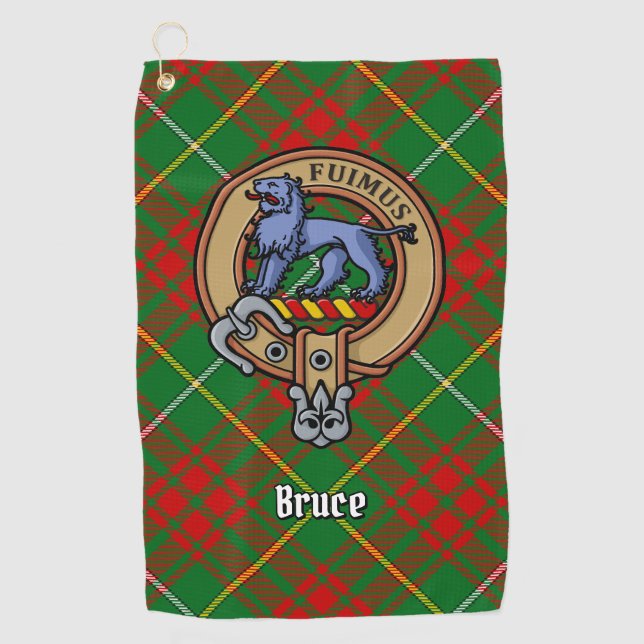 Clan Bruce Wappen über die Jagd auf Tartan Golfhandtuch (Vorderseite)