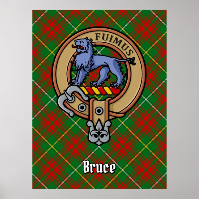 Clan Bruce Wappen über die Jagd auf Tartan Poster (Vorne)
