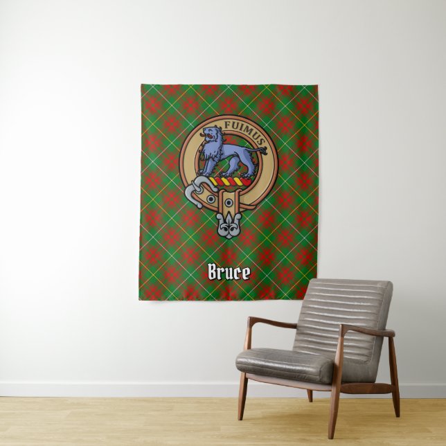 Clan Bruce Wappen über die Jagd auf Tartan Wandteppich (Beispiel)
