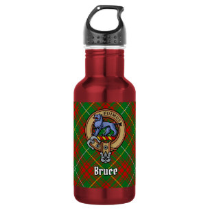 Clan Bruce-Wappen über Hunting Tartan Edelstahlflasche