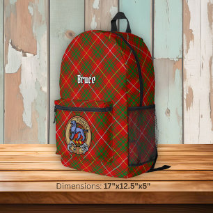 Clan Bruce-Wappen über Tartan Bedruckter Rucksack
