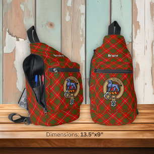 Clan Bruce-Wappen über Tartan Crossbody Bag