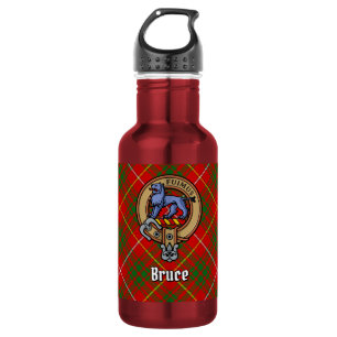 Clan Bruce-Wappen über Tartan Edelstahlflasche