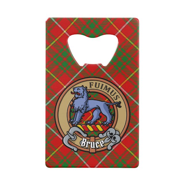 Clan Bruce Wappen über Tartan Geldbeutel Flaschenöffner (Vorderseite)