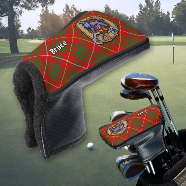 Clan Bruce Wappen über Tartan Golf Headcover (Von Creator hochgeladen)