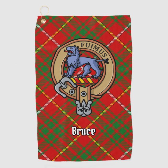 Clan Bruce Wappen über Tartan Golfhandtuch (Vorderseite)