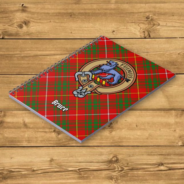 Clan Bruce Wappen über Tartan Notizblock (Von Creator hochgeladen)