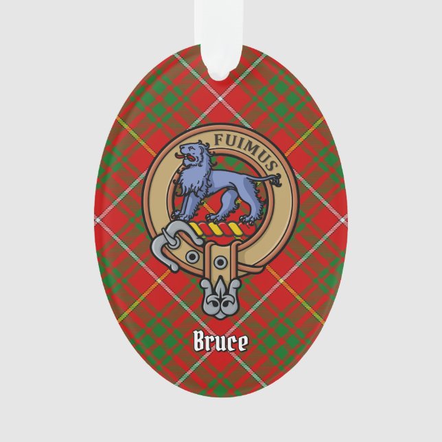 Clan Bruce Wappen über Tartan Ornament (Vorderseite)