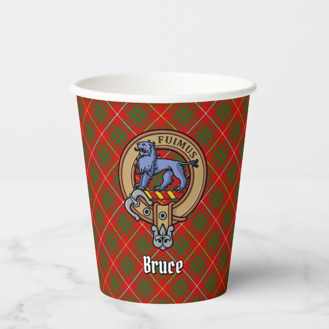 Clan Bruce Wappen über Tartan Pappbecher (Vorderseite)