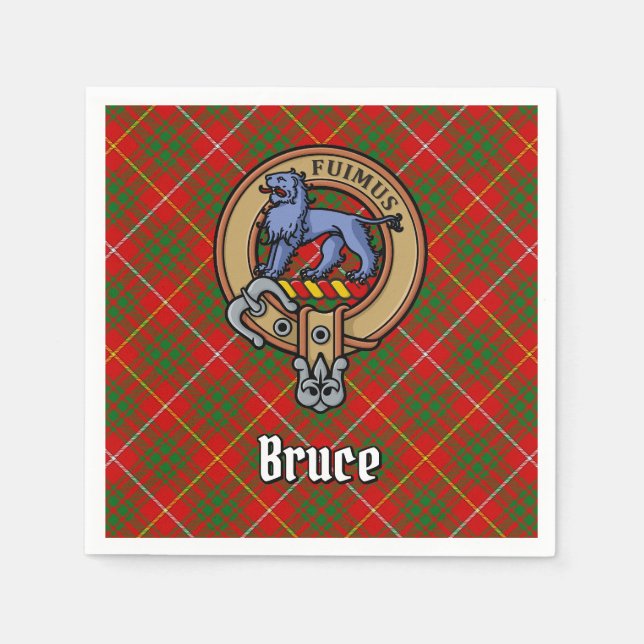 Clan Bruce Wappen über Tartan Serviette (Vorderseite)